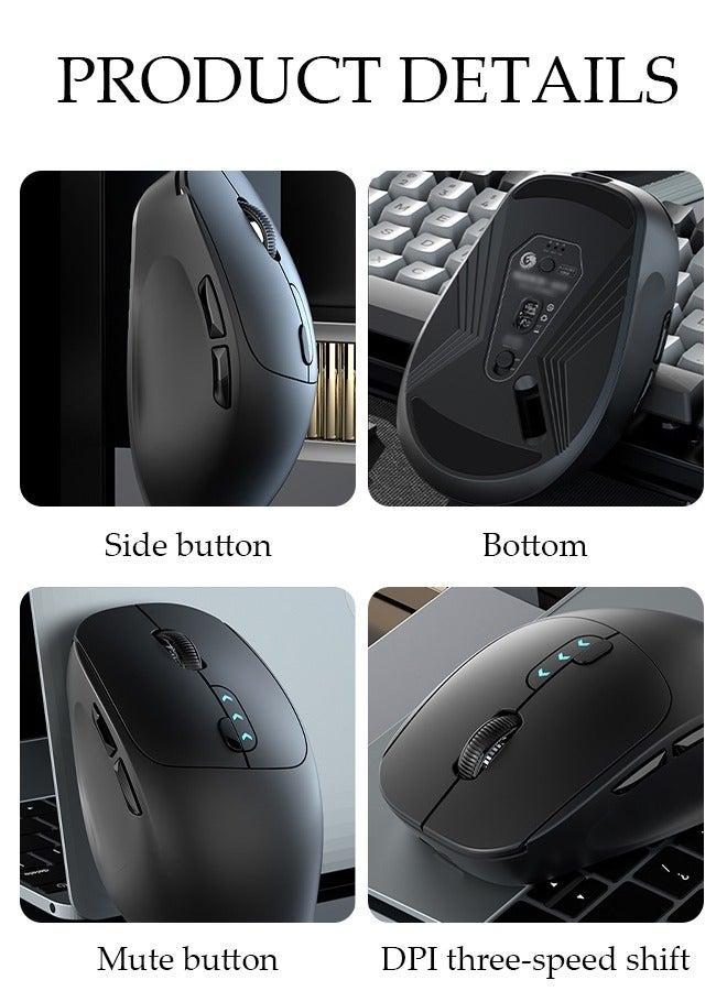 DUNISO Bluetooth Mouse Wireless Mouse with 6 Buttons 3 Adjustable DPI Battery DisplayLevels Ergonomic Computer Mouse for Laptop Computer Mac PC Windows Chromebook Notebook - Image 3