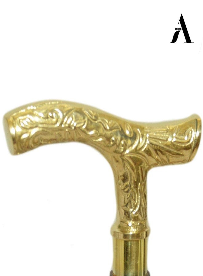 AnNafi Golden Victorian Detail Walking Cane's Handle | Vintage Stylish Royal Hand Carved Design Antique Handmade Classic Walking Stick Handles Only (Golden Victorian Detail) - Image 2