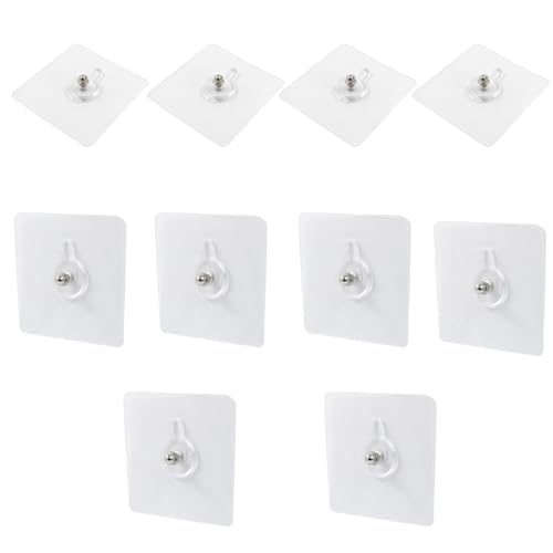 Hitefu 10pcs Self-Adhesive Hooks Without Nails, Heavy Duty Wall Hooks for Hanging, Screw Free Sticker for Wall Mount, Waterproof Picture Hanging Hooks for Kitchen, Bathroom, Home, Office (8mm) - Image 2