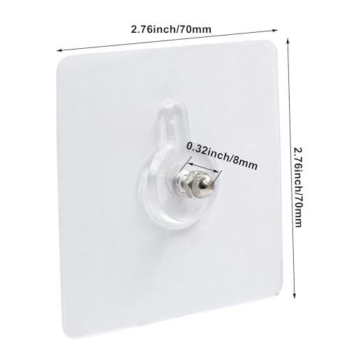 Hitefu 10pcs Self-Adhesive Hooks Without Nails, Heavy Duty Wall Hooks for Hanging, Screw Free Sticker for Wall Mount, Waterproof Picture Hanging Hooks for Kitchen, Bathroom, Home, Office (8mm) - Image 5