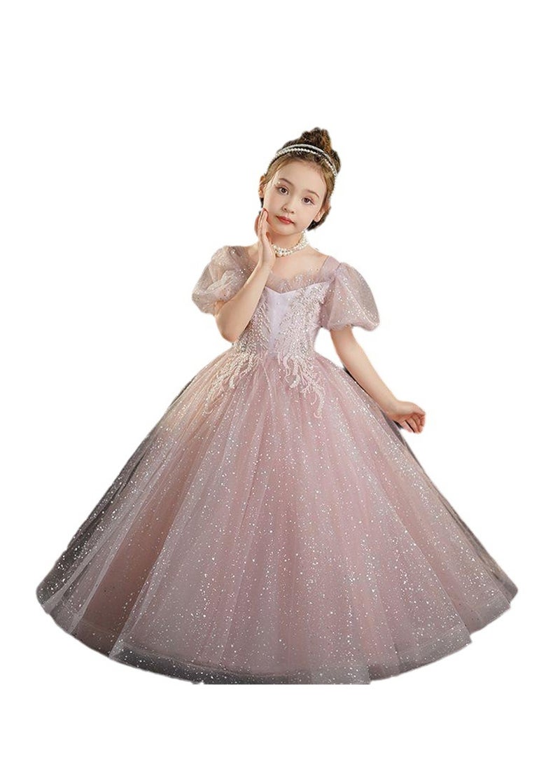 Princess dress girl wedding dress girl host piano performance costume - Image 1