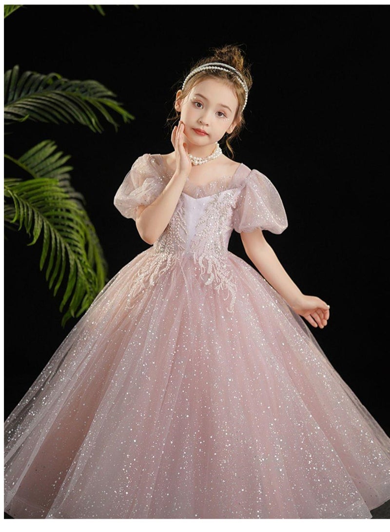 Princess dress girl wedding dress girl host piano performance costume - Image 5
