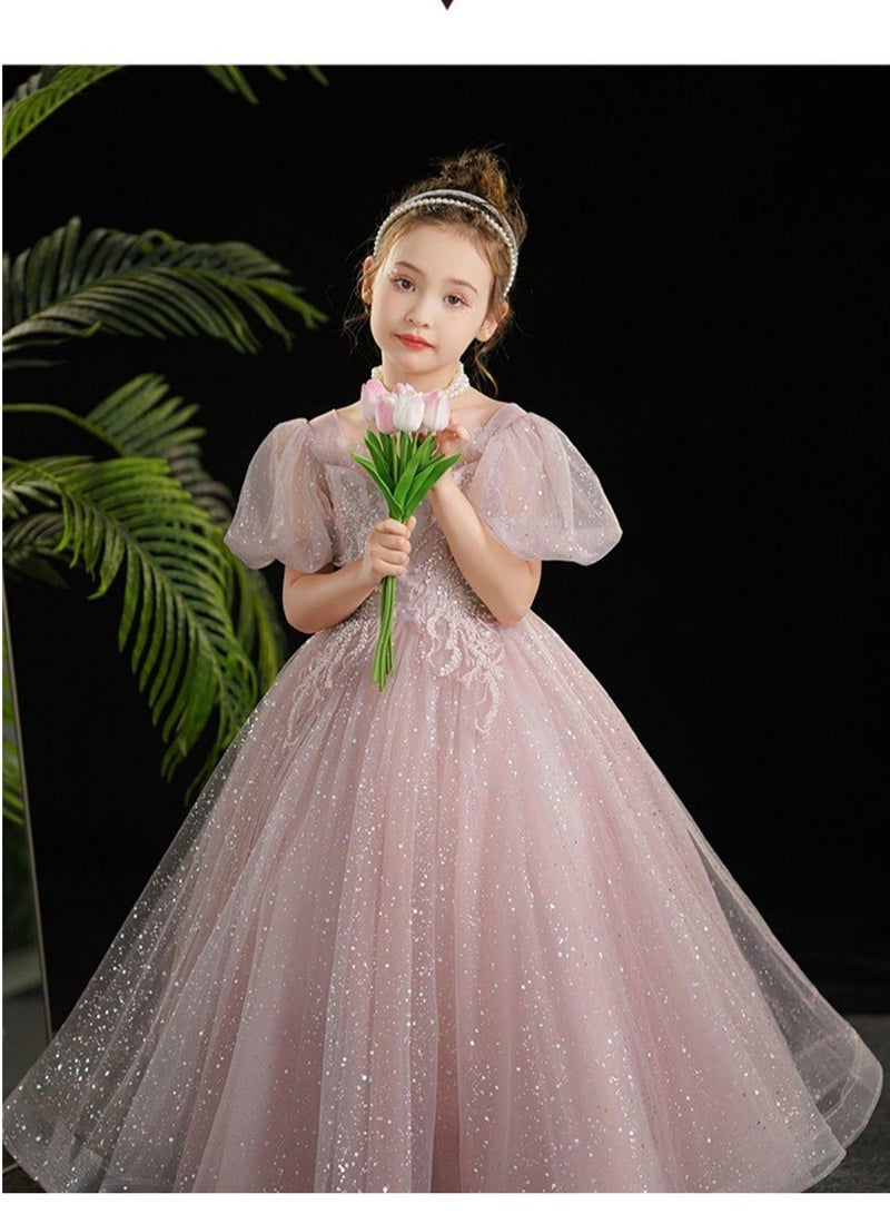 Princess dress girl wedding dress girl host piano performance costume - Image 2