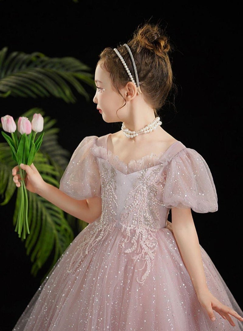 Princess dress girl wedding dress girl host piano performance costume - Image 4
