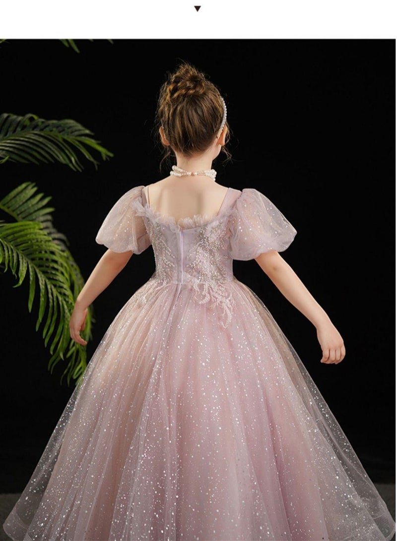 Princess dress girl wedding dress girl host piano performance costume - Image 3