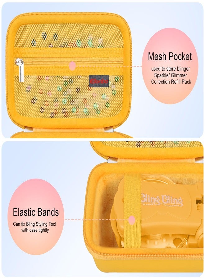 Elonbo Carrying Case for Blinger Dazzling Starter Kit,Blinger Kids Glam Collection Starter Kit Storage Bag,Kids Hair Styling Tool Travel Organizer Holder,Pocket fits Gems Rhinestones. Yellow, L46HH - Image 3