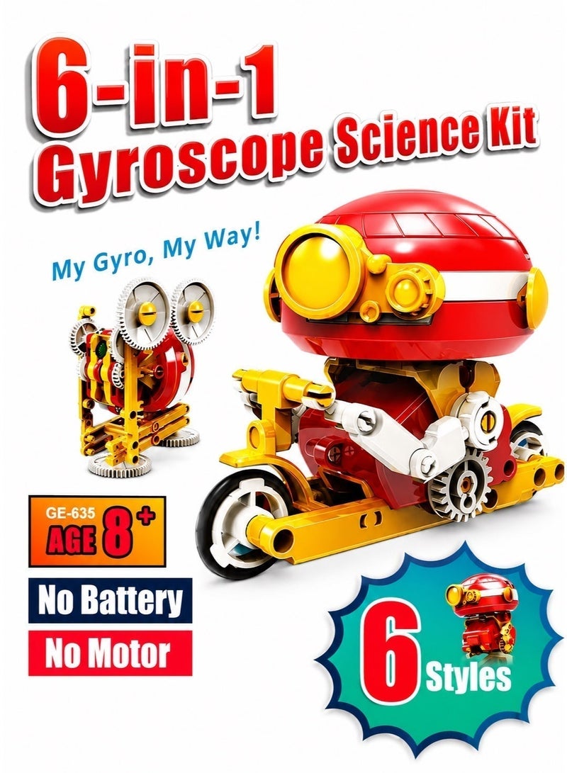 Pro'skit Pro’sKit GE-635 6-in-1 Gyroscope Science Kit – DIY STEM Physics Toy to Build 6 Gyro Robots for Kids 8+ (43 Pieces) Headlight Gift - Image 4