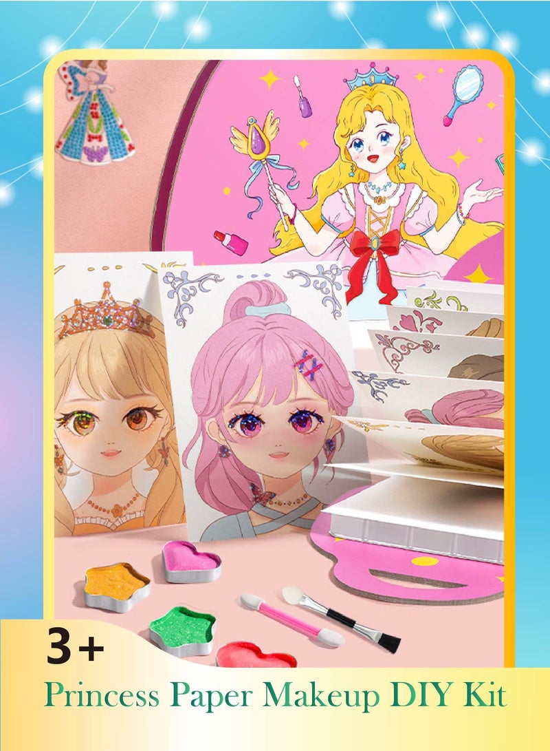 4-in-1 Princess Dress Up Game Set - Fantasy Makeup & Diamond Painting Kit with DIY Paper Crafts | Pretty Pretty Princess Dress Up Set for Girls 3+ | Safe Costume Design Activity with Brushes & Gems - Image 1