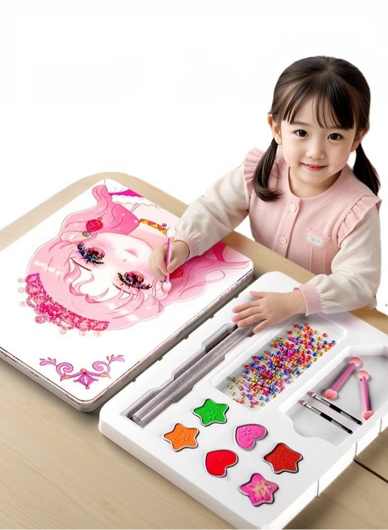 4-in-1 Princess Dress Up Game Set - Fantasy Makeup & Diamond Painting Kit with DIY Paper Crafts | Pretty Pretty Princess Dress Up Set for Girls 3+ | Safe Costume Design Activity with Brushes & Gems - Image 1