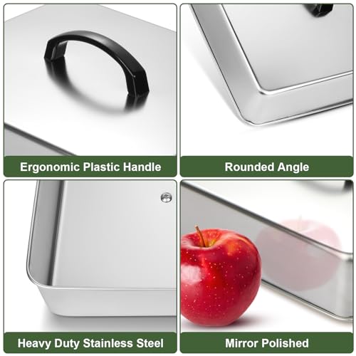 EWFEN Griddle Accessories for Blackstone, Commercial Grade Heavy Duty Rectangular Basting Cover, Stainless Steel Cheese Melting Dome and Steaming Cover, Best for Use in Flat Top Grill Cooking - Image 2