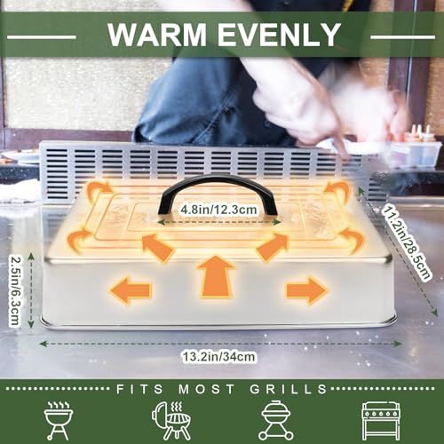 EWFEN Griddle Accessories for Blackstone, Commercial Grade Heavy Duty Rectangular Basting Cover, Stainless Steel Cheese Melting Dome and Steaming Cover, Best for Use in Flat Top Grill Cooking - Image 3