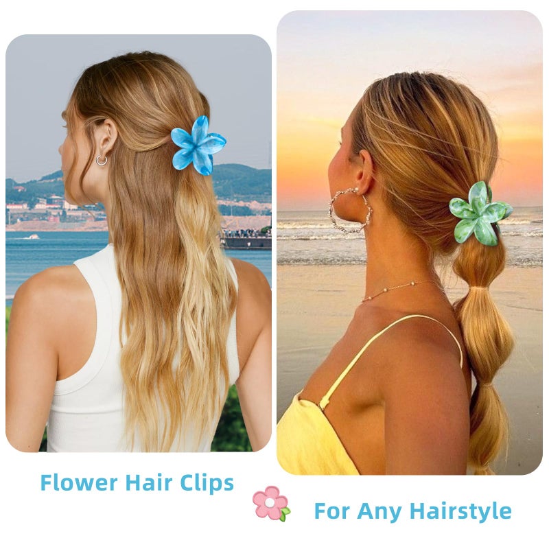 SHINLEA Flower Claw Clips, 4PCS Hawaiian Plumeria Flower Hair Clips, Artistic Multi Color Smudge Pattern Barrettes, Beach Tropical Hair Accessories for Women and Girls, Color P - Image 4