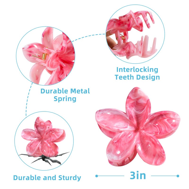SHINLEA Flower Claw Clips, 4PCS Hawaiian Plumeria Flower Hair Clips, Artistic Multi Color Smudge Pattern Barrettes, Beach Tropical Hair Accessories for Women and Girls, Color P - Image 2