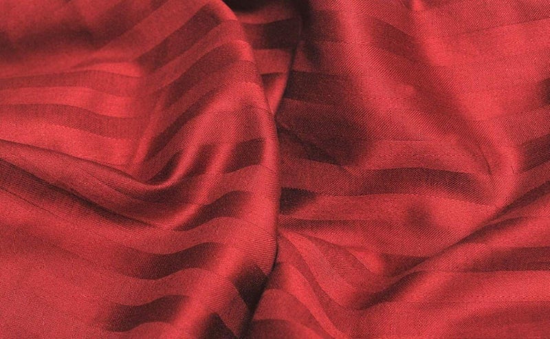 HOME ELITE 300 TC 100% Cotton Satin Stripes King Bed Sheet & 2 Pillow Covers Set for Hotels, B&B (Burgundy, Double Bed, Flat Stripe Bedsheet) (90x100 Inches) - Image 2