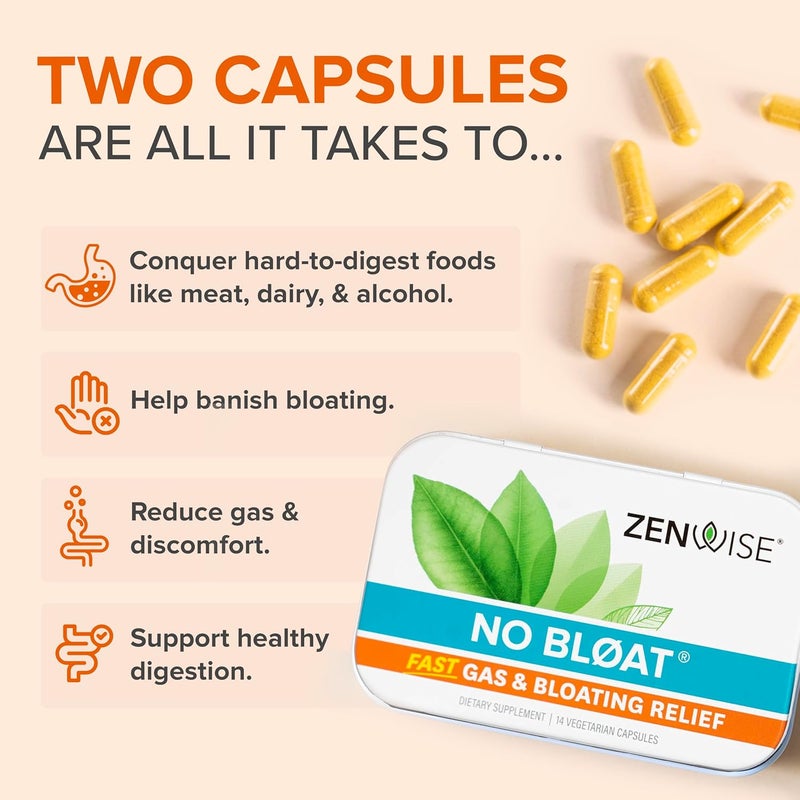 Zenwise Health No Bloat Probiotics for Women and Men Digestive Health with Ginger Dandelion and Lactase Digestive Enzymes for Gas and Bloating Relief  Vegan Water Retention Pills  14 CT - Image 3