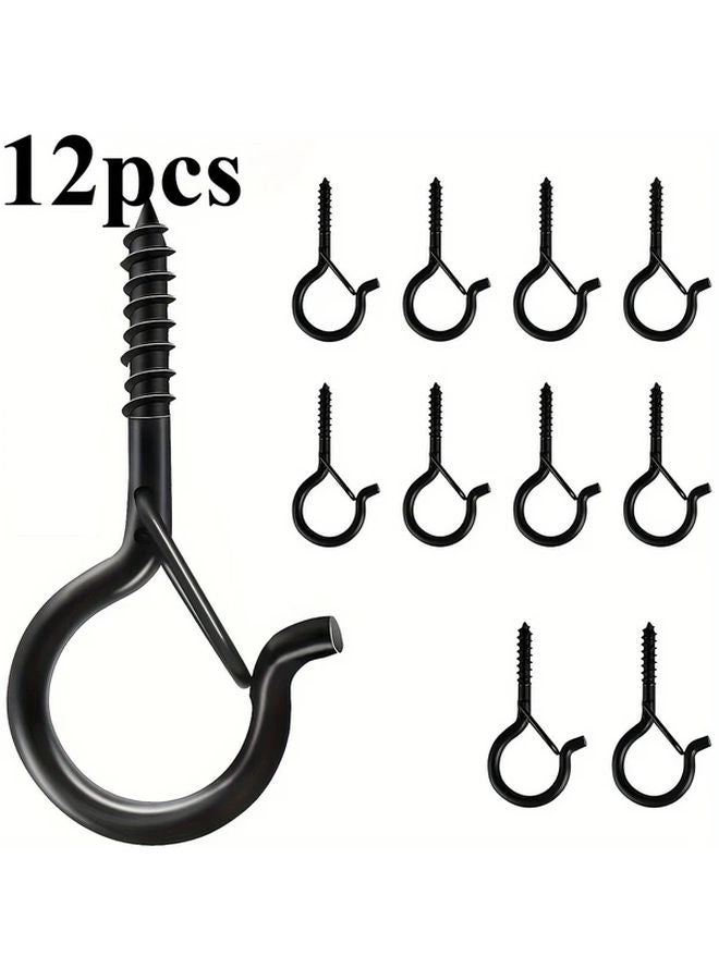 12pcs Black Easy Release Q Hooks Spring Clamp Hooks for Outdoor String Lights Plants - Image 1