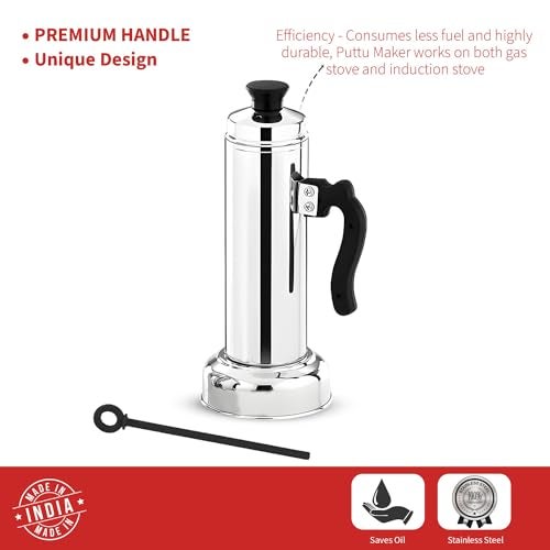 AADHIK Puttu Vessel Stainless Steel Puttu Maker, Puttu Kudam Suitable for Pressure Cooker - Image 4