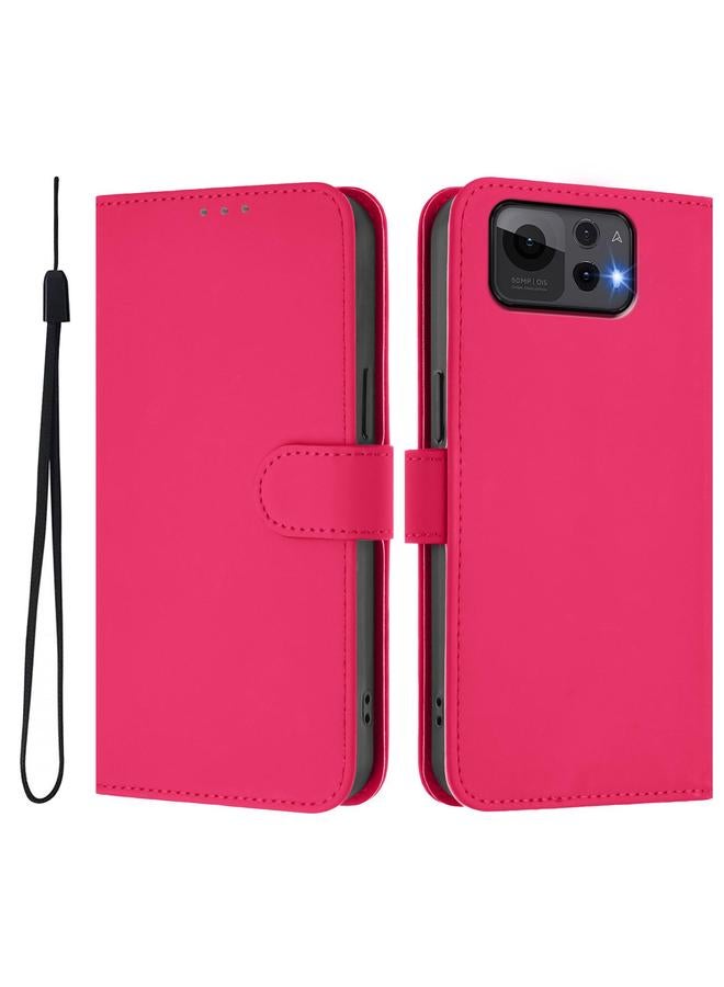 Zaboon Case For Asus Zenfone 12 Ultra Skin Feel Solid Color Leather Phone Case with Lanyard - Image 2