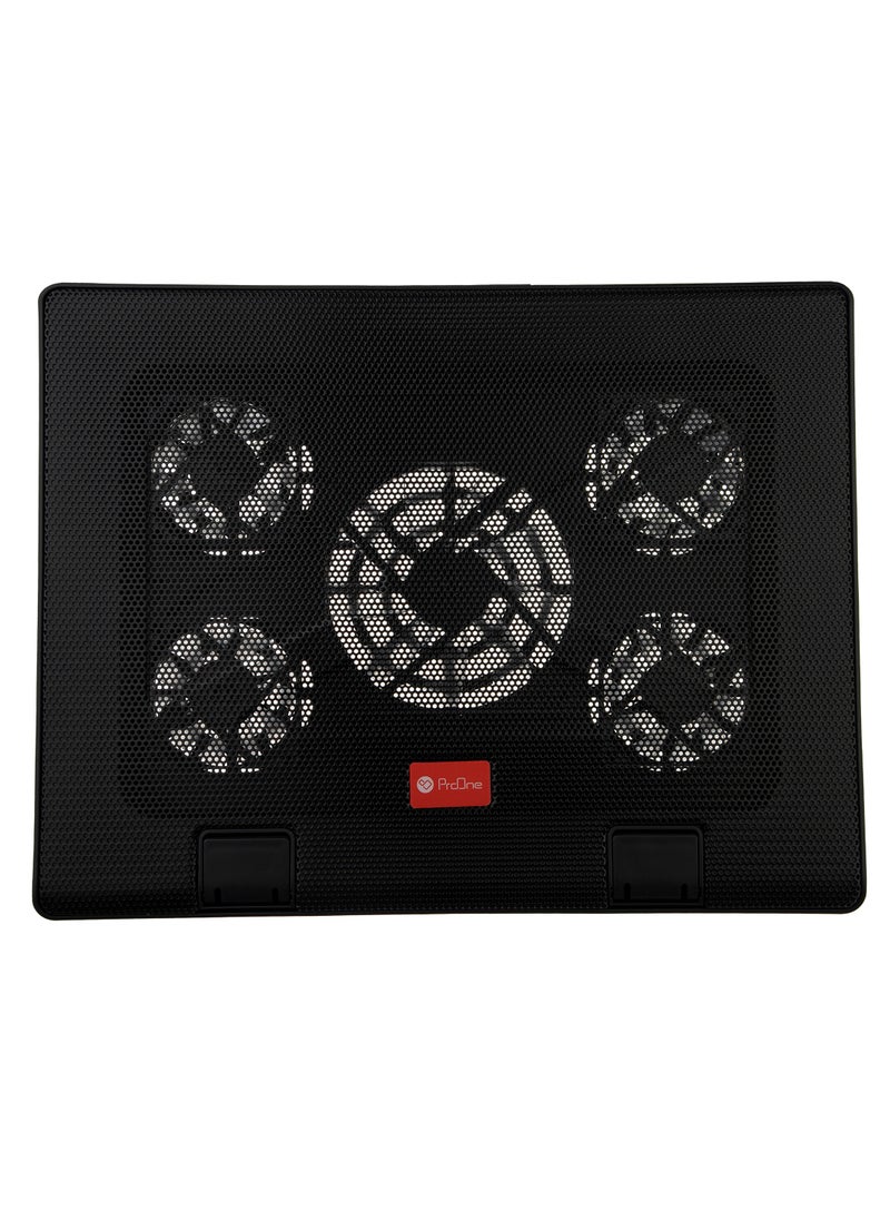 ProOne - ProOne PCP54 RGB Laptop Cooling Pad - Gaming Notebook Cooler with 5 Quiet Fans, 6 Adjustable Heights, LED Light, Anti-Skid Design, for 10-17.3 Inch Laptops - Desk and Lap Use - Image 1