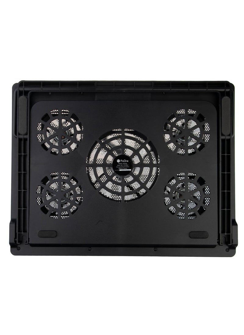 ProOne - ProOne PCP54 RGB Laptop Cooling Pad - Gaming Notebook Cooler with 5 Quiet Fans, 6 Adjustable Heights, LED Light, Anti-Skid Design, for 10-17.3 Inch Laptops - Desk and Lap Use - Image 1