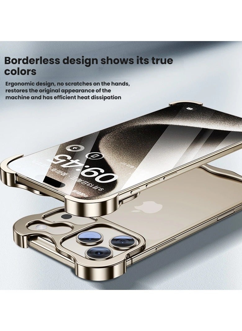 for iPhone 17 Pro Max Alien Metal Corner Cushion Phone Case Bezel-less design with lens film Wear-resistant protective cover Fits the body of the naked phone feel case - Image 2