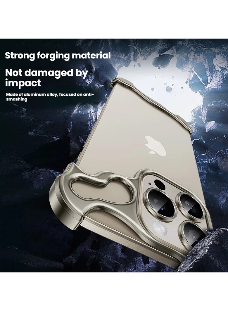 for iPhone 17 Pro Max Alien Metal Corner Cushion Phone Case Bezel-less design with lens film Wear-resistant protective cover Fits the body of the naked phone feel case - Image 4