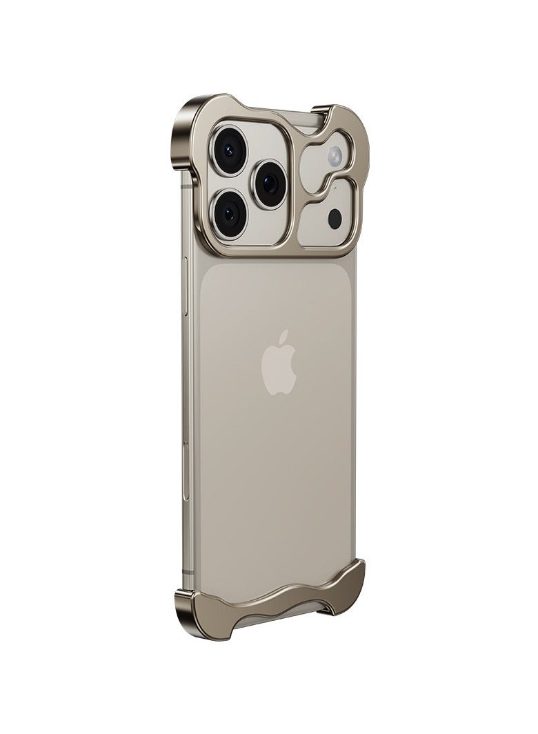 for iPhone 17 Pro Max Alien Metal Corner Cushion Phone Case Bezel-less design with lens film Wear-resistant protective cover Fits the body of the naked phone feel case - Image 1