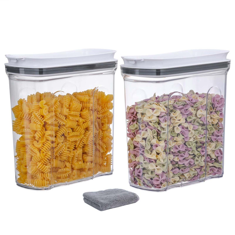 FreshKeeper Cereal Containers Storage Set Airtight Food Storage Container with Lid 25L2PCS BPAFREE Plastic Pantry Organization Canisters for Rice Cereal Flour Sugar Dry Food in Kitchen