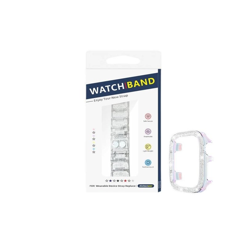 سوار ساعة ذكية حلقة ميلانيز مغناطيسية متوافق مع Apple Watch 38/40/41/42/44/45/49mm بملاءمة قابلة للتعديل وحزام بديل باللون شفاف قابل للتعديل - Image 5