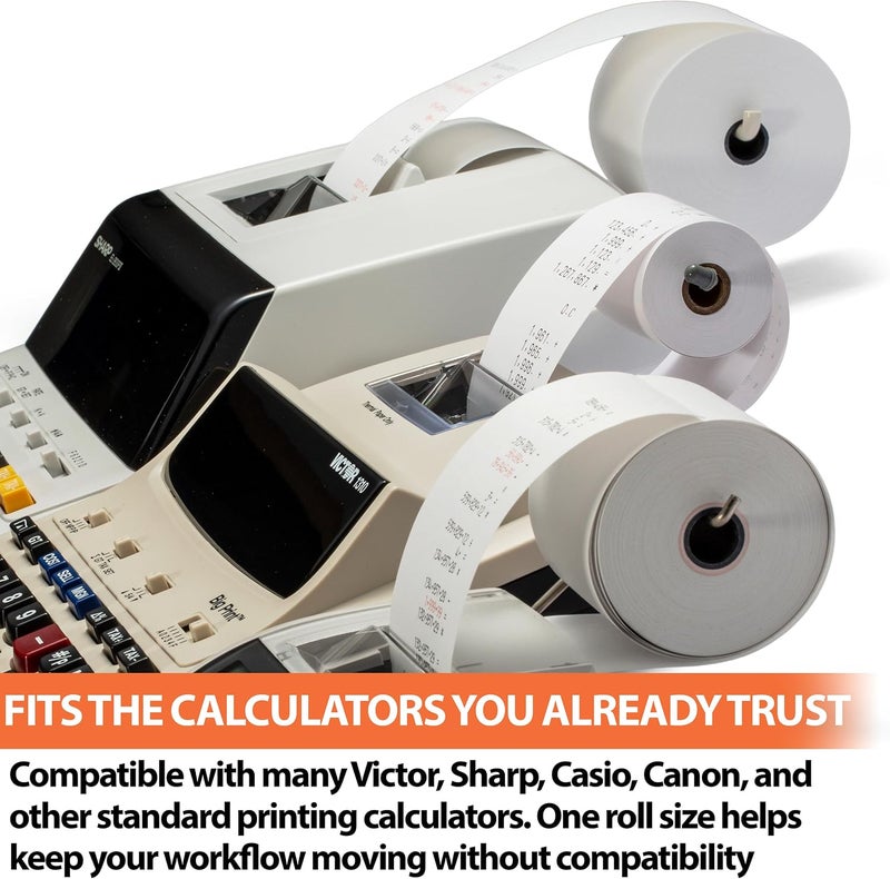 Victor 7050 Compact White Paper Rolls for Handheld and Portable Printing Calculators/Adding Machines 2.25” W x 150' FT (3-Pack) - Image 5