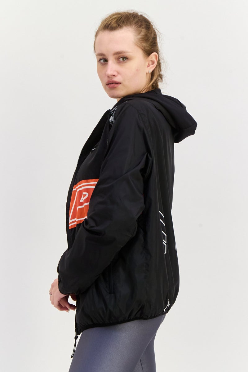 Aape By A Bathing Ape جاكيت هودي للنساء بشعار العلامة التجارية، أسود - Image 2