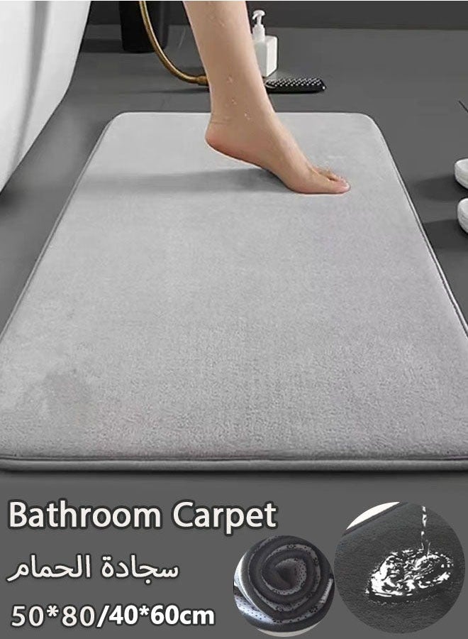 Bath Mat for Bathroom, Extra Soft and Absorbent Bathroom Mats, Non Slip Washable Carpet for Floor, Soft Plush Shaggy Bath Carpet, Machine Wash Dry, Bath Mats for Bathroom, Tub and Shower, Light Gray - Image 1