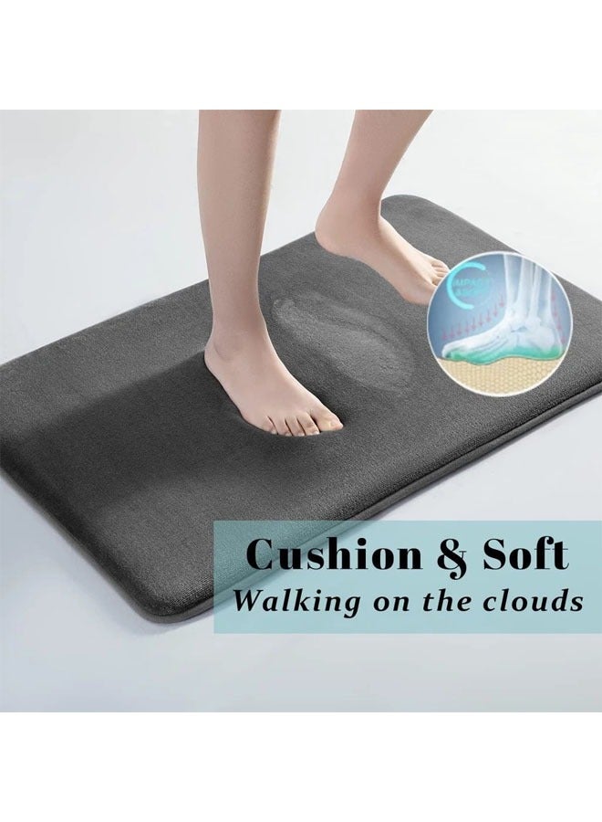 Bath Mat for Bathroom, Extra Soft and Absorbent Bathroom Mats, Non Slip Washable Carpet for Floor, Soft Plush Shaggy Bath Carpet, Machine Wash Dry, Bath Mats for Bathroom, Tub and Shower, Light Gray - Image 3
