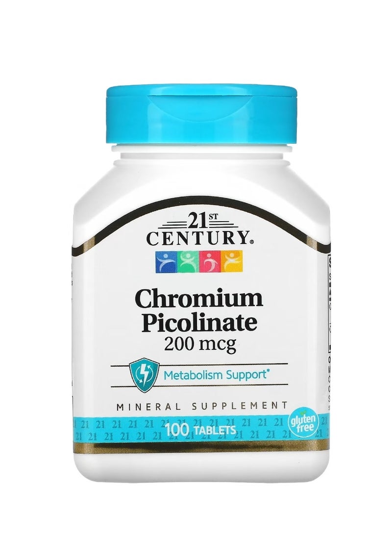 21st Century Chromium Picolinate 200 mcg 100 Tablets - Image 1