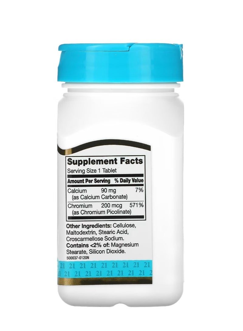 21st Century Chromium Picolinate 200 mcg 100 Tablets - Image 2