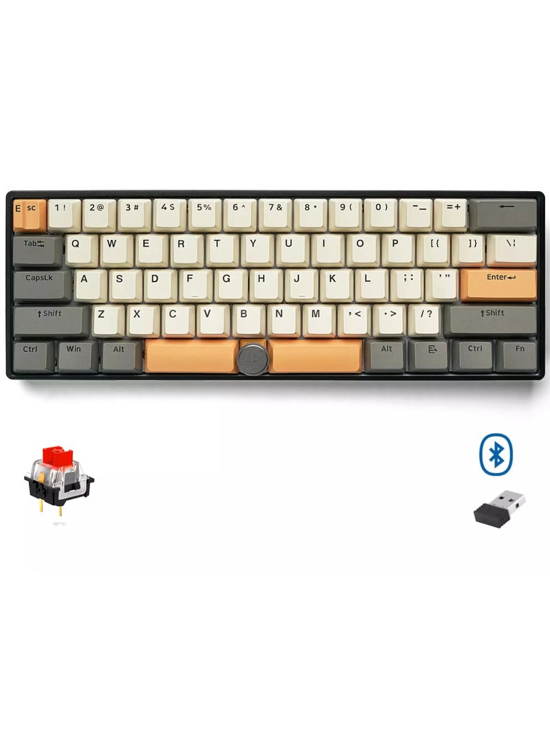 SKYLOONG GK61 PRO Wireless,Bluetooth & Wired Three Mode RGB Gaming Keyboard – Gateron Red Switch – ABS Black Case (Industrial Titanium ash)  - Image 1