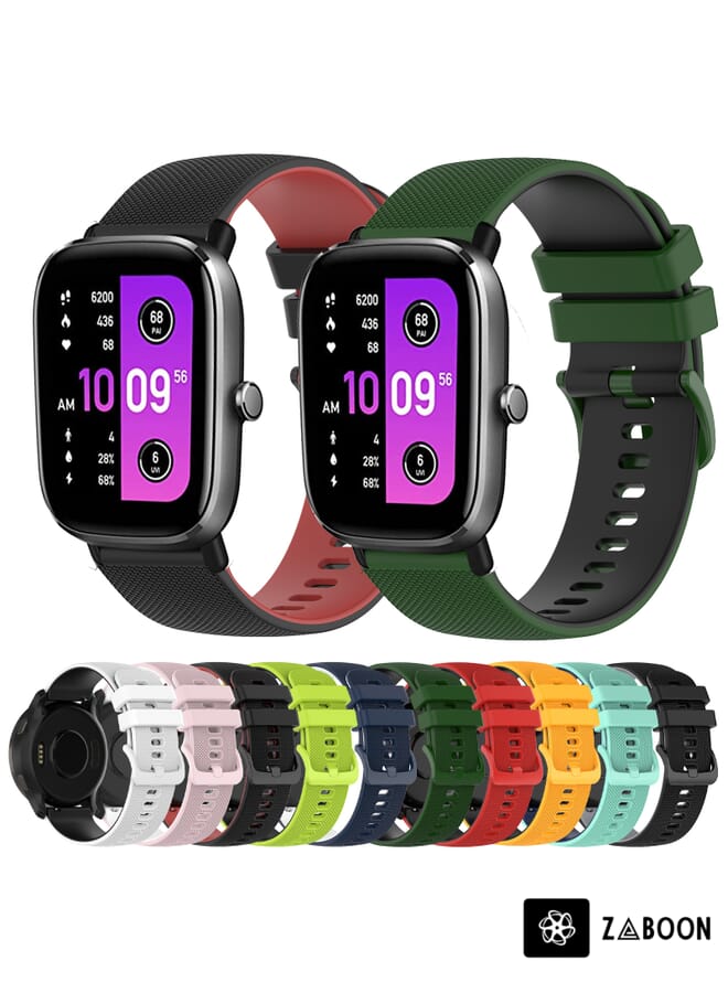 Zaboon Watch Band For Amazfit GTS 2 Mini 20mm Checkered Two-Color Silicone - Image 3