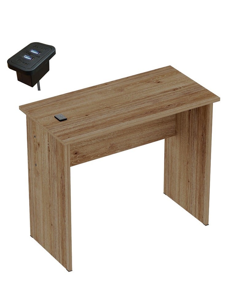 Mahmayi Mahmayi Modern Study Table with BS02 Desktop Socket with USB A/C Port, Modern Executive Desk for Adults, Home Offices, Schools, Laptop, Computer Workstation Table- Truffle Davos Oak - Image 1