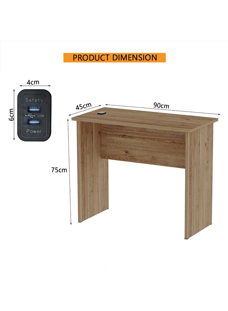 Mahmayi Mahmayi Modern Study Table with BS02 Desktop Socket with USB A/C Port, Modern Executive Desk for Adults, Home Offices, Schools, Laptop, Computer Workstation Table- Truffle Davos Oak - Image 2