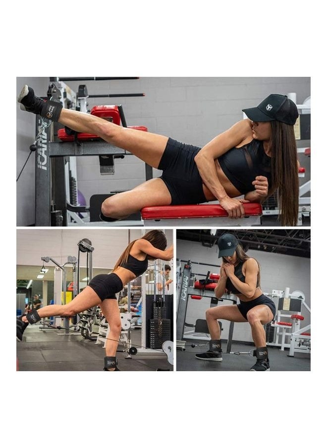 Captaintech Pow Fitness Padded Ankle Straps for Cable Machines for Kickbacks Black 47X5X1cm  - Image 3