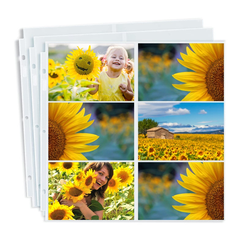 Dunwell Photo Album Refill Pages 12x12 25 Pack 4x6 Horizontal Holds 300 Pictures Clear Plastic 4x6 Photo Sleeves for 3 Ring Binder DRing Scrapbook Album AcidFree Poly Page Protectors