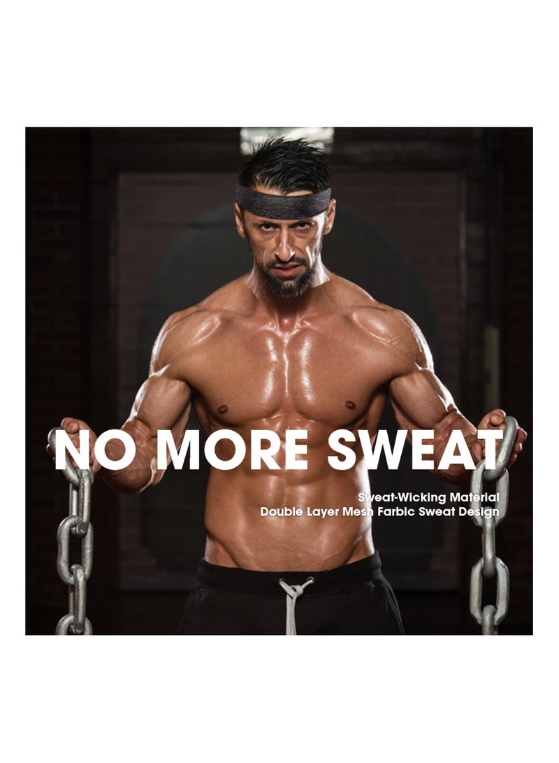 Loquat Men's Headbands, 3-Pack Headbands for Men, Sport Running Fitness Yoga Cycling, Lightweight Mens Hairband Stretchy Moisture Wicking Workout Sweatbands - Image 5