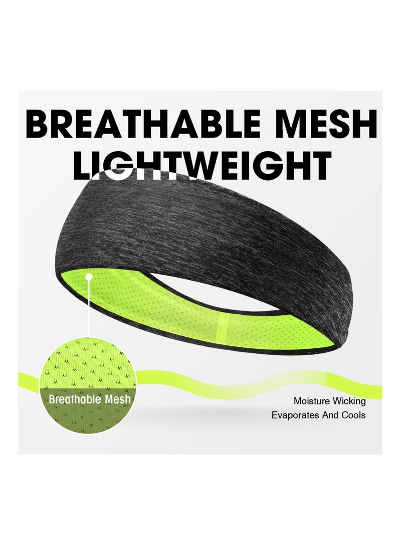 Loquat Men's Headbands, 3-Pack Headbands for Men, Sport Running Fitness Yoga Cycling, Lightweight Mens Hairband Stretchy Moisture Wicking Workout Sweatbands - Image 2