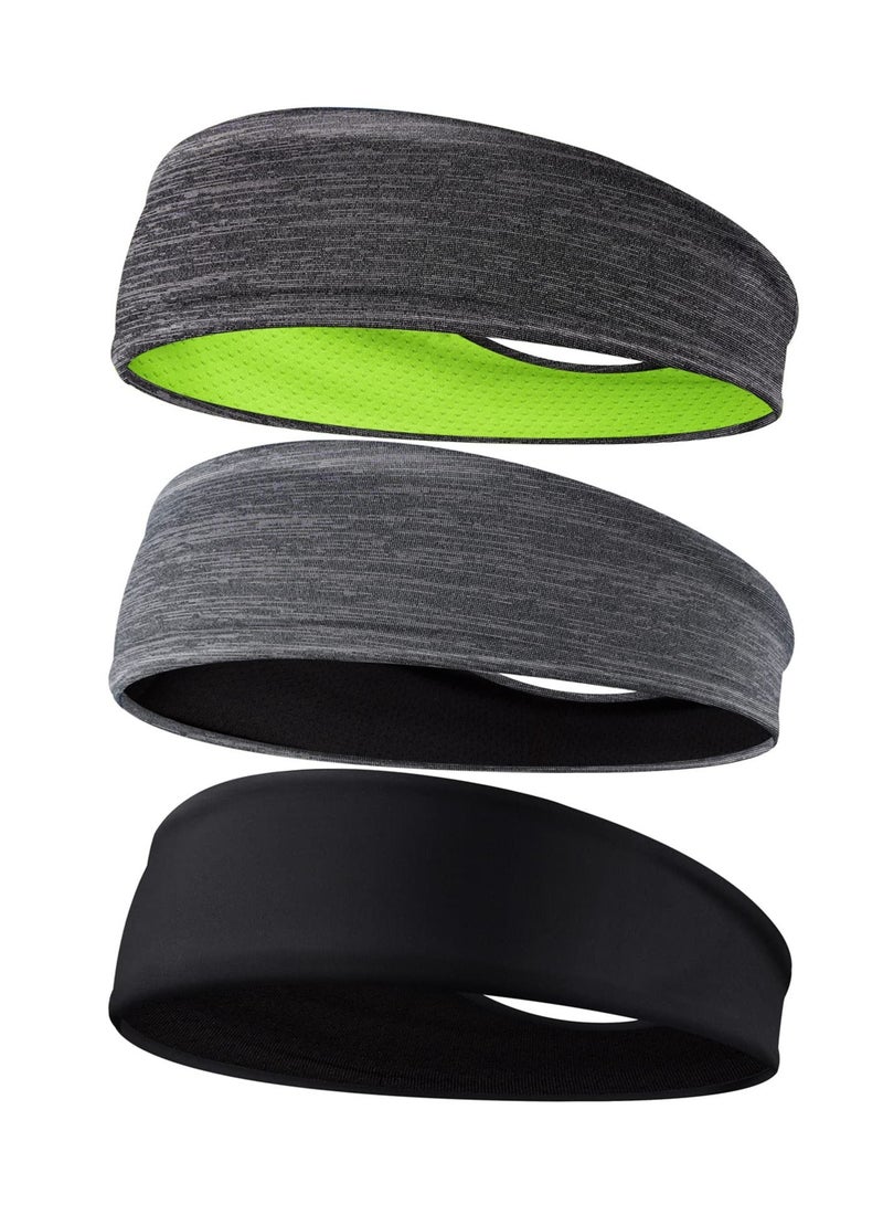 Loquat Men's Headbands, 3-Pack Headbands for Men, Sport Running Fitness Yoga Cycling, Lightweight Mens Hairband Stretchy Moisture Wicking Workout Sweatbands - Image 1