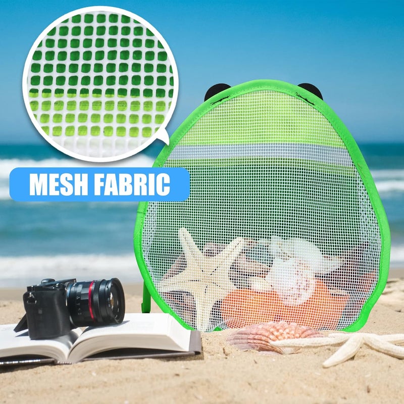 Excefore Seashell Bags for Kids, Beach Mesh Shell Bag, Beach Bag for Kids with Adjustable Carrying Straps for Storage Shell Collecting Fruit Vegetable Snacks or Toys - Image 2