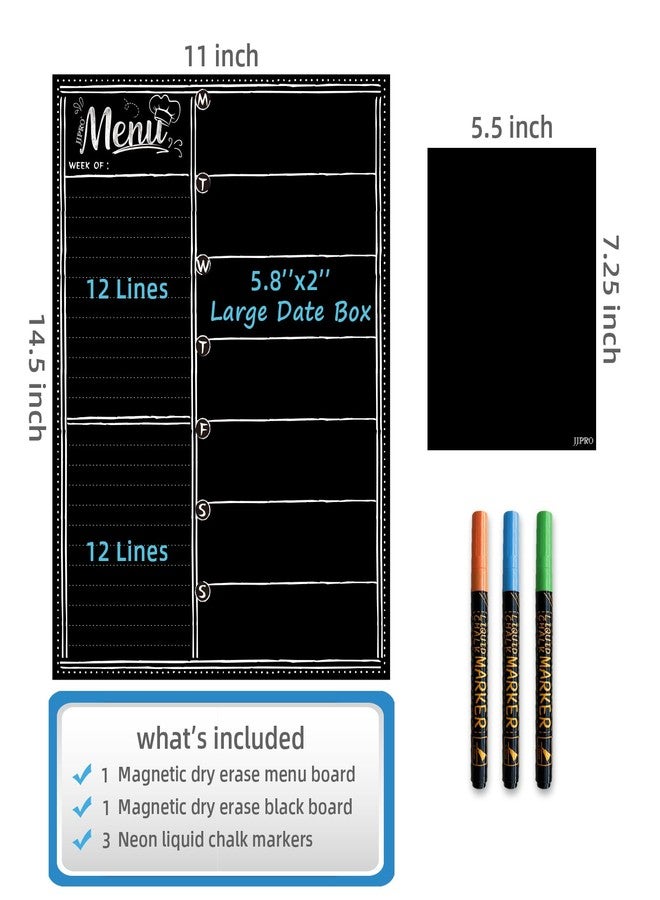 JJPRO Magnetic Dry Erase Menu Blackboard for Fridge-Weekly Meal Planner Chalkboard with Notepad Blackboard Set for Kitchen Refrigerator-Refrigerator Organizer with Menu Planning Board - Image 4