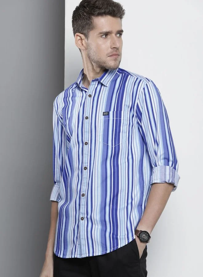 ذا انديان كراج كو Men Regular Fit Printed Full Sleeves Cutaway Collar Casual Shirt