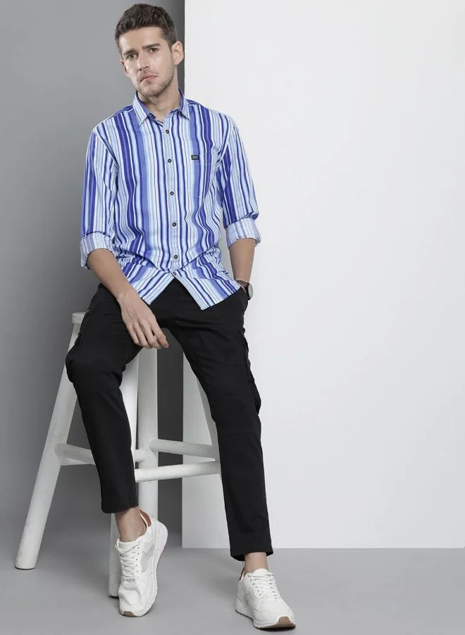 ذا انديان كراج كو Men Regular Fit Printed Full Sleeves Cutaway Collar Casual Shirt