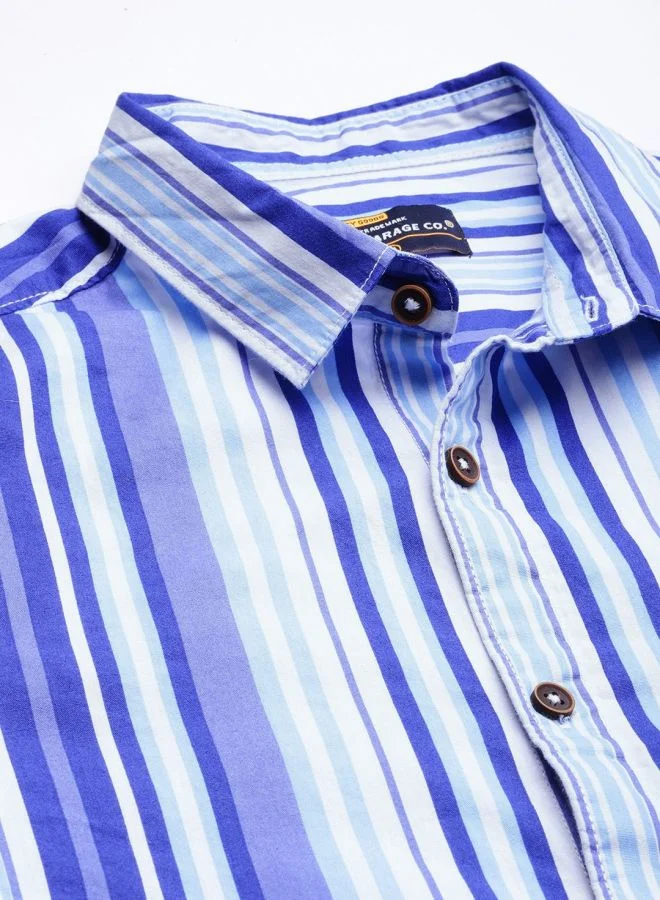 ذا انديان كراج كو Men Regular Fit Printed Full Sleeves Cutaway Collar Casual Shirt