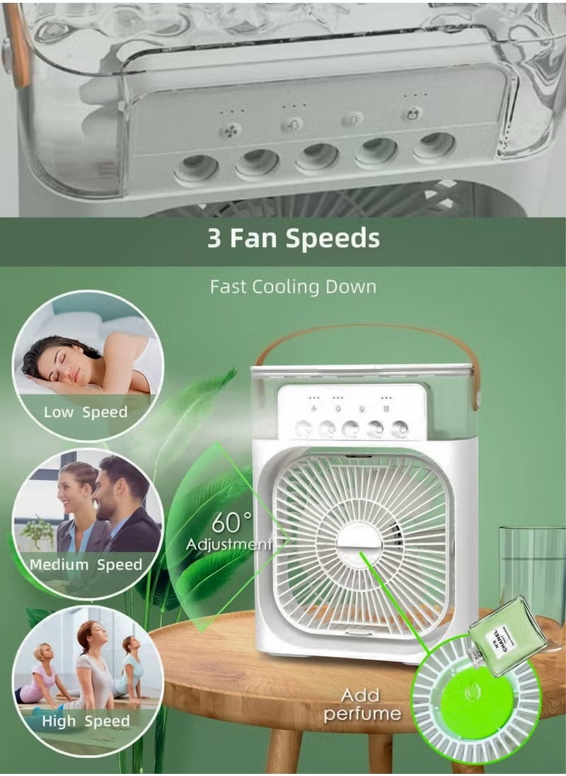 ❄️ Portable 5 in 1 Air Cooler Fan with Humidifier | USB Rechargeable Mini AC Unit |Timer|USB Powered Cooling Solution for Home, Office & Outdoor Use ❄️